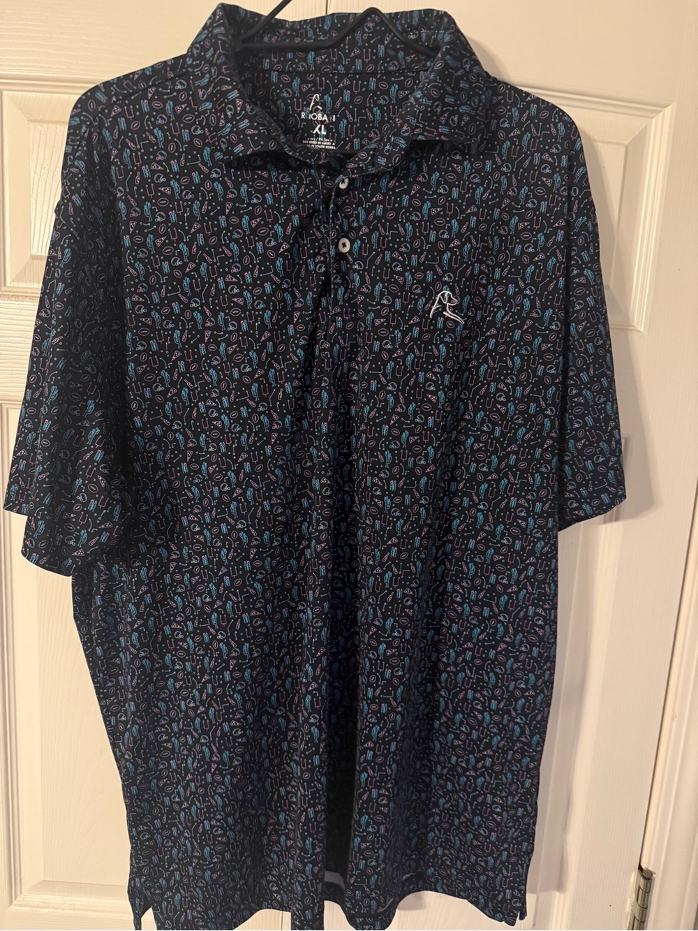 Rhoback black Patterned Performance Polo